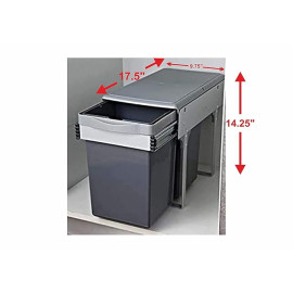 Kitchen Sliding Pull-Out Waste Bin Grey PVC – 250×452×365 mm
