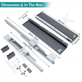 Tandem Slim Drawer Box System with Load Capacity Upto 45 Kg All Size 12 to 24 Inches 