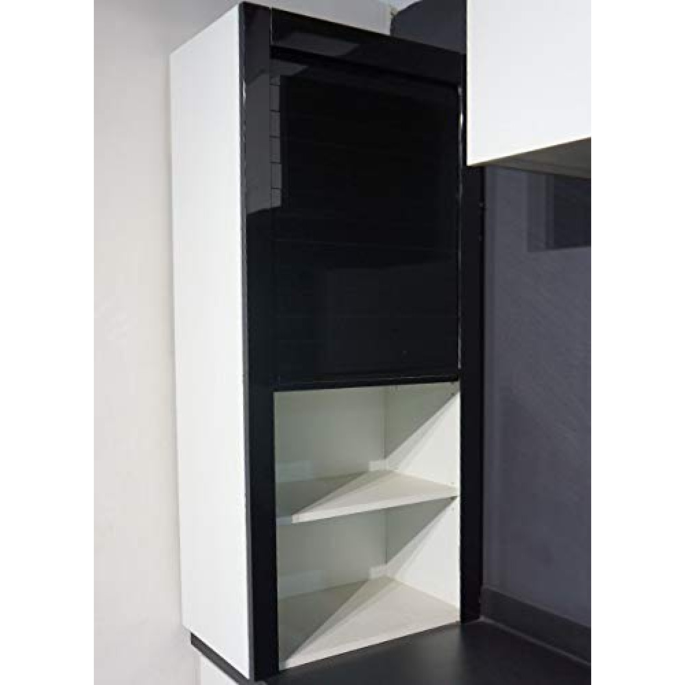 Kitchen Glass Rolling Shutter for Cabinet – Black & Silver (450/600mm)